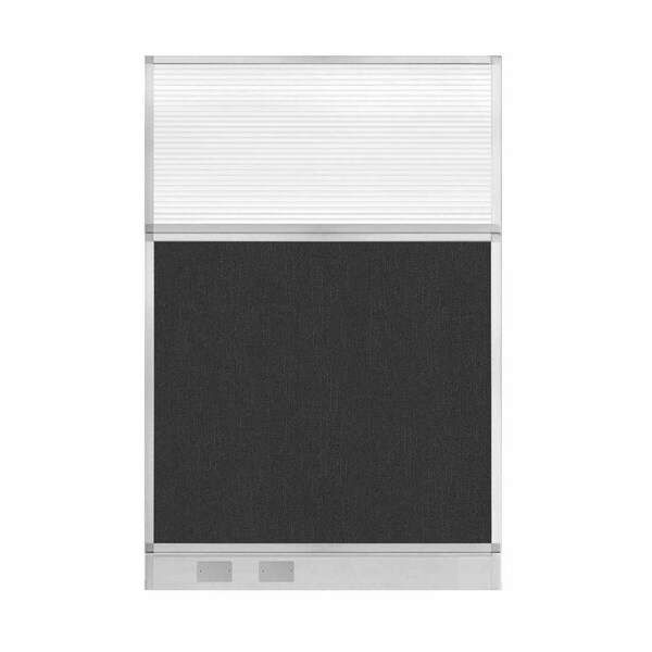 Hush Panel Configurable Cubicle Partition 4' x 6' Black Fabric Clear Fluted Window w/ Cable Channel